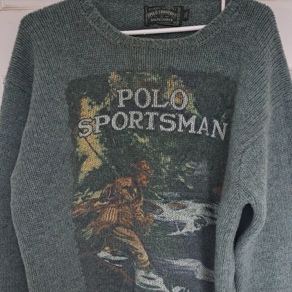 Vintage 90s Polo Country Ralph Lauren Sportsman Wool Sweater
